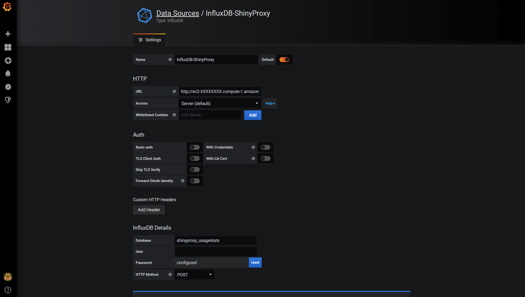 Grafana Database Settings