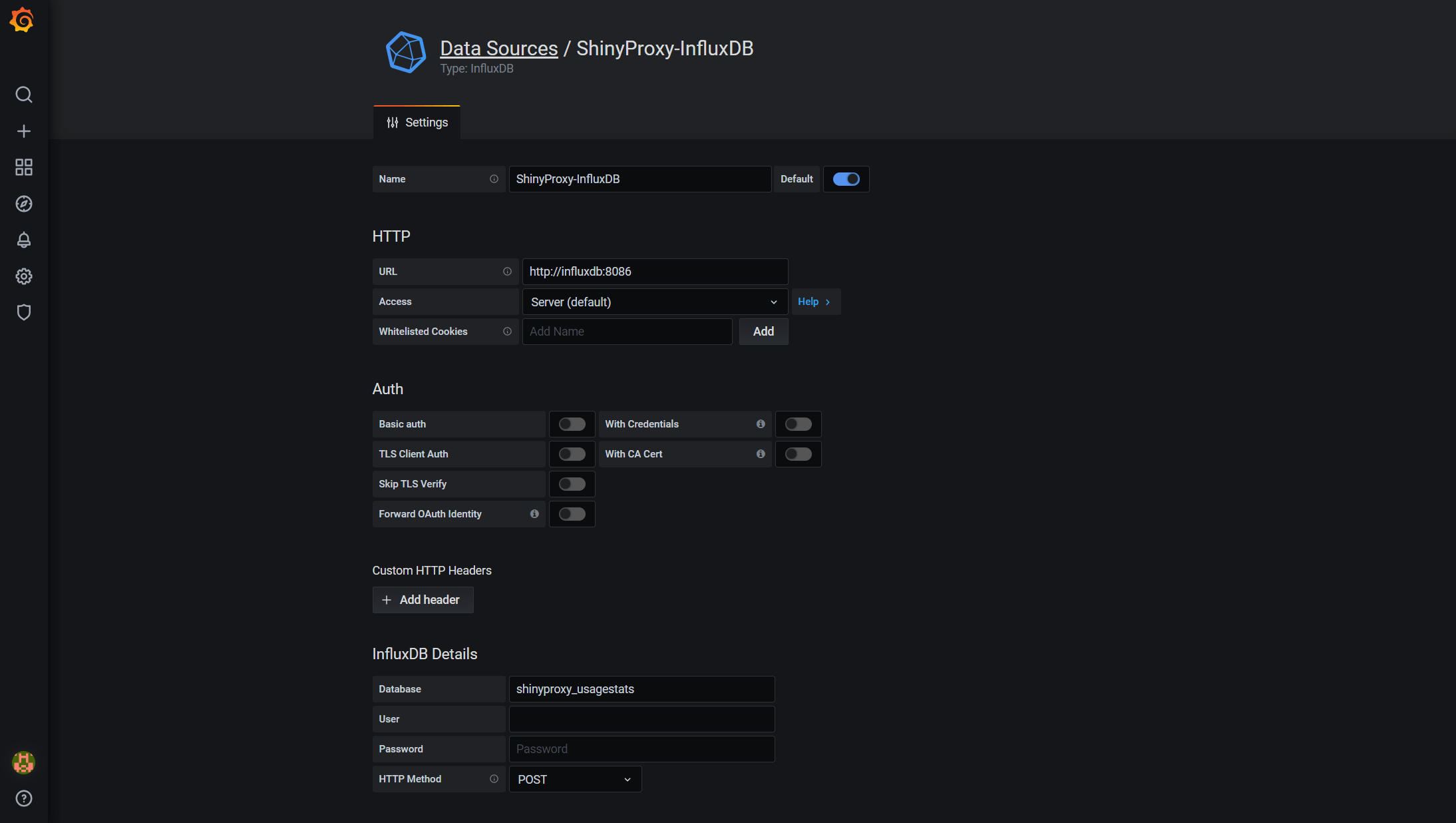 Grafana Database Settings